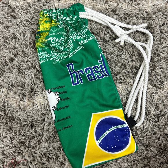 Brasil Green Backpack Cinch Bag Adult Boys Soccer Team Brazil Flag Drawstring - Picture 7 of 7